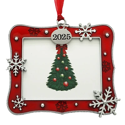 2" x 2.5" Red & Silver Snowflake Metal Ornament Frame by Studio Décor®