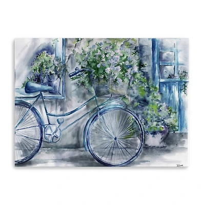 Blue And White Bicycle Florist Shop Canvas Giclee
