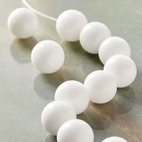 12 Pack: White Stone Round Beads, 12mm by Bead Landing™