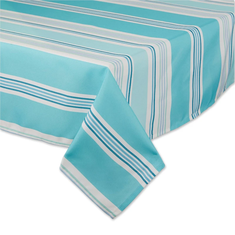 Beach House Stripe Print Outdoor Tablecloth With Zipper 60" x 120"