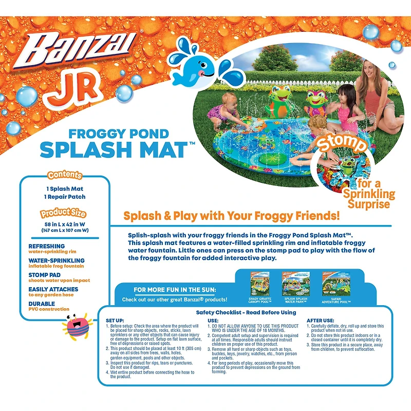 Banzai® 58'' Froggy Pond Splash Mat™