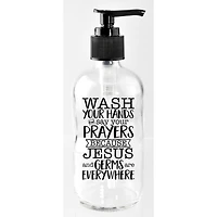 8oz. Wash Your Hands Glass Soap Dispenser