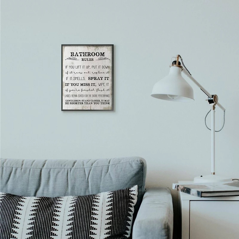 Stupell Industries Bathroom Rules Black Framed Wall Art