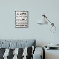 Stupell Industries Bathroom Rules Black Framed Wall Art