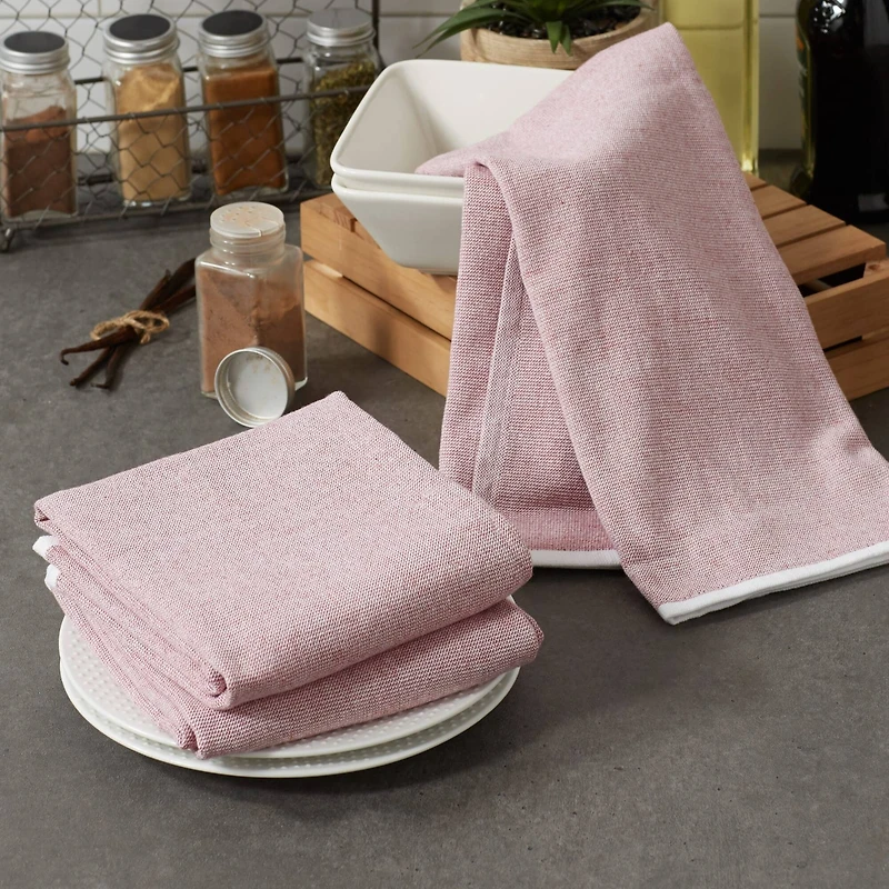 DII® Barn Red Chambray Terry Dishtowels, 3ct.