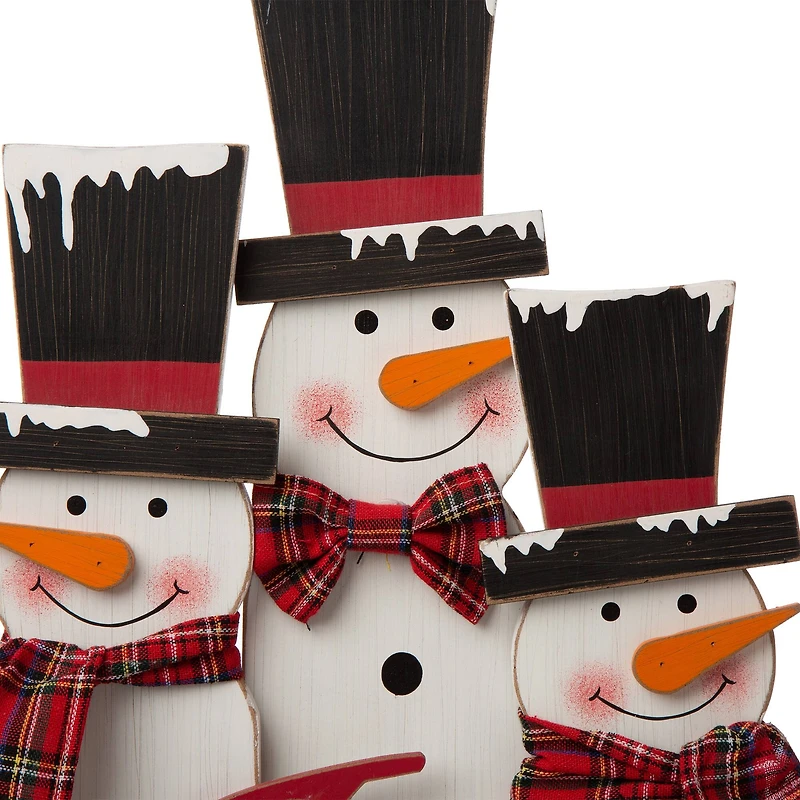 Glitzhome® 18" Wooden Snowman Family Décor Accent