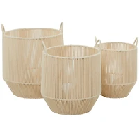 Cotton Handmade Storage Basket with Handles Set of 3 18", 16