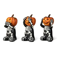 Glitzhome® 5.75" Halloween Skeleton Pumpkin Table Décor Set