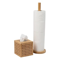 Mind Reader Lattice Bamboo Tissue Box Cover & Toilet Paper Holder Set