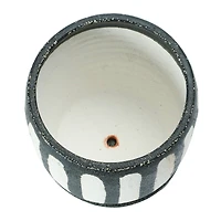 Hello Honey® 7.5" Black & White Hand-Painted Terra Cotta Planter with Saucer Set