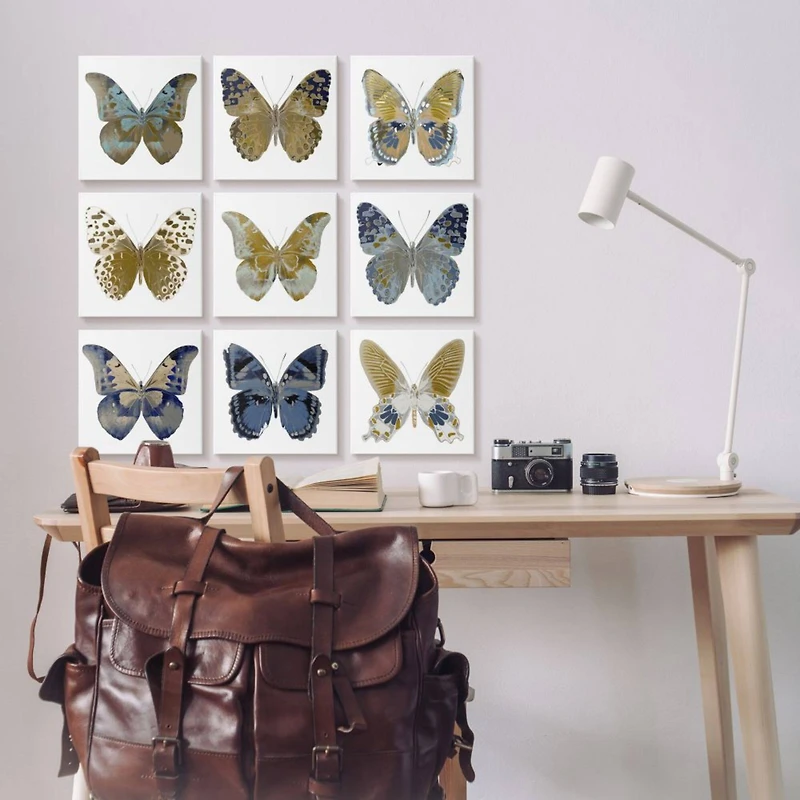 Stupell Industries Intricate Butterfly Wing Patterns Blue Brown Tan  Canvas Wall Art, 12" x 12"