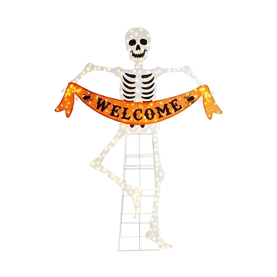 Glitzhome® 86.25"H Lighted Halloween 2.5D Skeleton Outdoor Decor