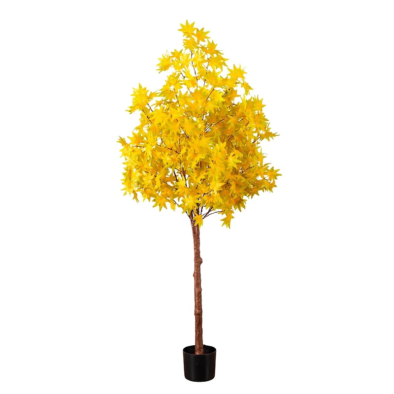 5ft. Pre-Lit Yellow Autumn Maple Artificial Fall Tree with 250 Warm White LED Lights