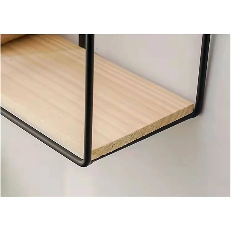 NEX™ Black 2-Tier Iron Square Floating Wall Shelf