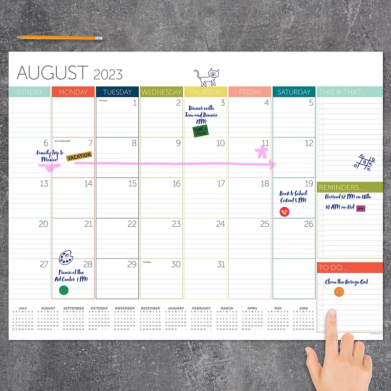 TF Publishing 2023 - 2024 Rainbow Blocks Large Desk Pad Monthly Blotter Calendar