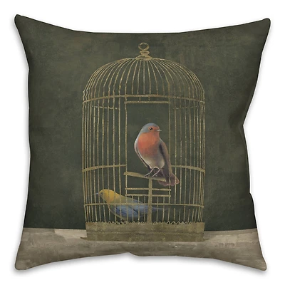 Gold Birdcage 18" x 18" Indoor/Outdoor Pillow