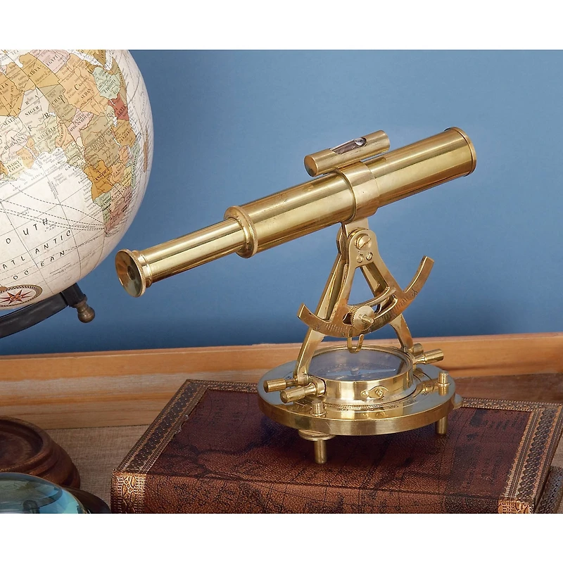 Brass Coastal Telescope Compass, 8" x 8" x 8"