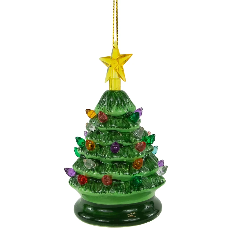 5" Green LED Retro Christmas Tree Ornament