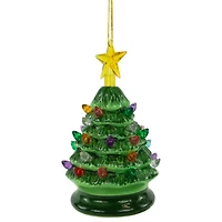 5" Green LED Retro Christmas Tree Ornament
