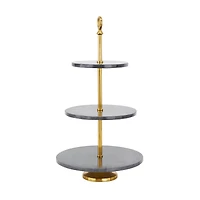 Gray Marble Natural Tiered Server, 27" x 14" x 14"