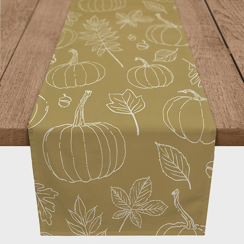 90" Mustard Yellow Fall Pattern Cotton Twill Runner