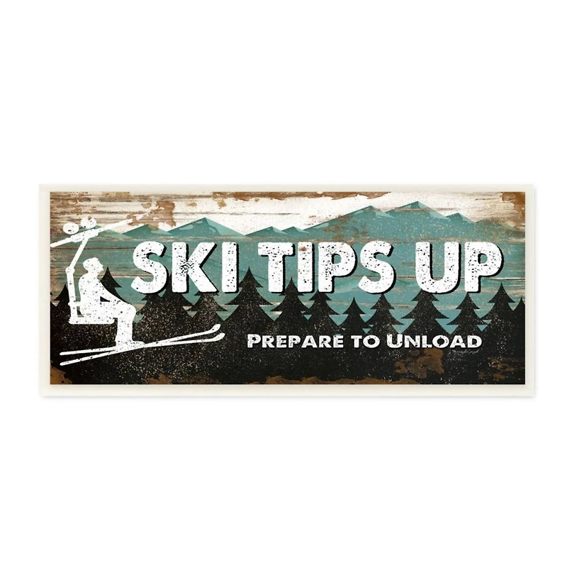 Stupell Industries Rustic Ski Tips Up Wooden Wall Plaque