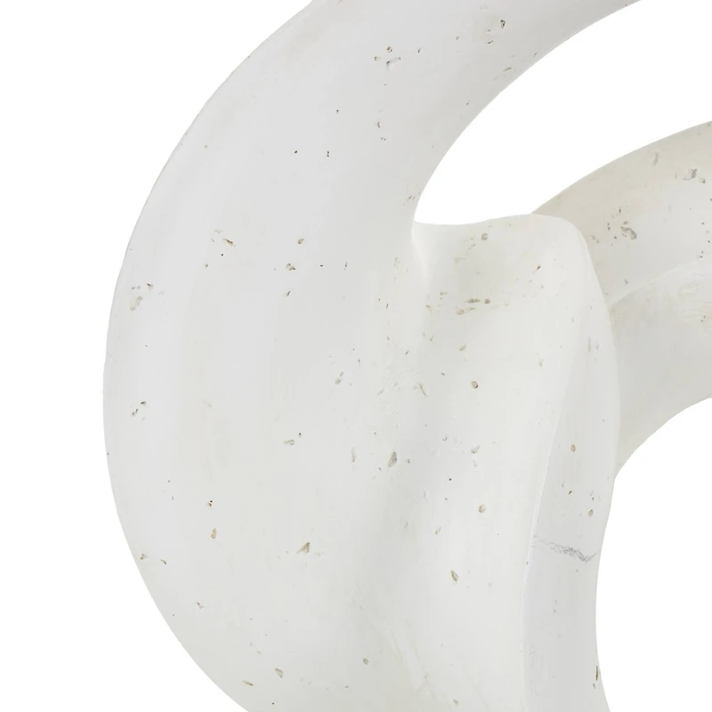19.75" White Abstract Wavy Shaped Decorative Sculpture with Cutouts & Speckled Texturing