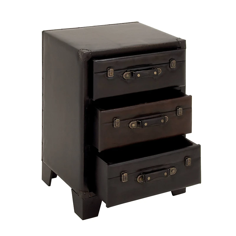 Dark Brown Wood 3-Drawer Traditional Cabinet