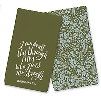 All Things Through Him Tea Towel Set