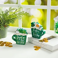 Glitzhome® 5.25" Wooden St. Patrick's Coffee Cup Table Décor Set