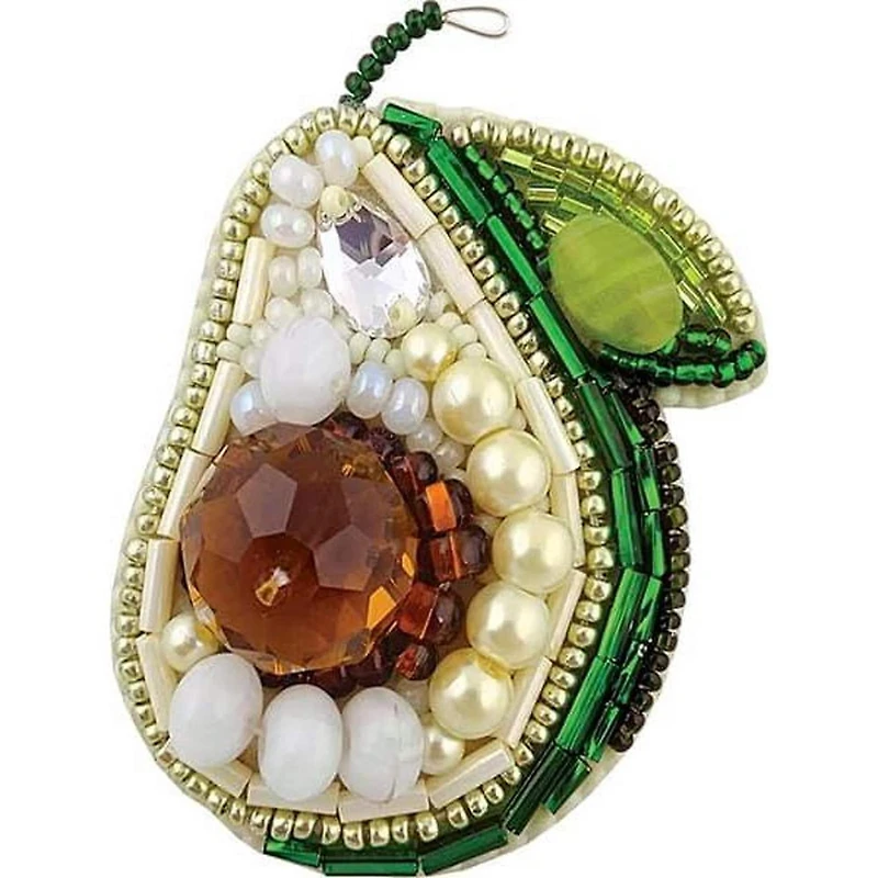 Crystal Art Beadwork Kit For Creating Brooch Avocado
