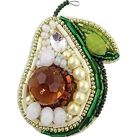Crystal Art Beadwork Kit For Creating Brooch Avocado
