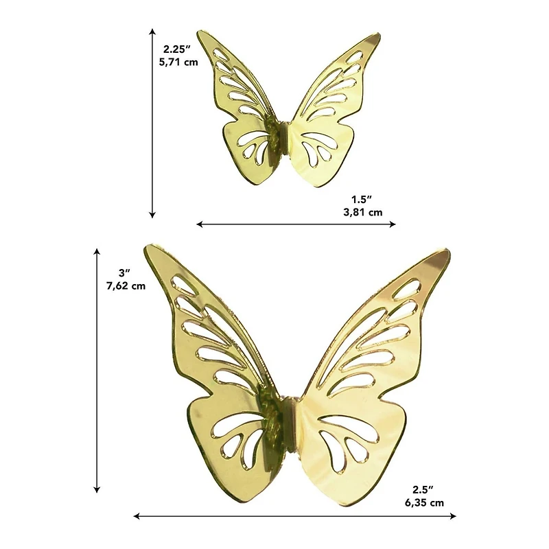 RoomMates 3D Gold Butterflies Peel & Stick Mirror Decals