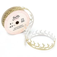 Gwen Studios 7/8" x 3yd. Die Cut Metallic Reindeer Christmas Ribbon