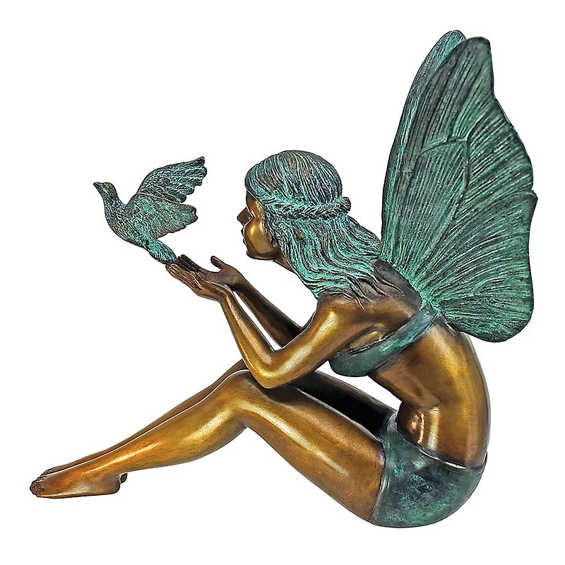 Design Toscano 11" Bird Fairy Cast Bronze Garden Statue