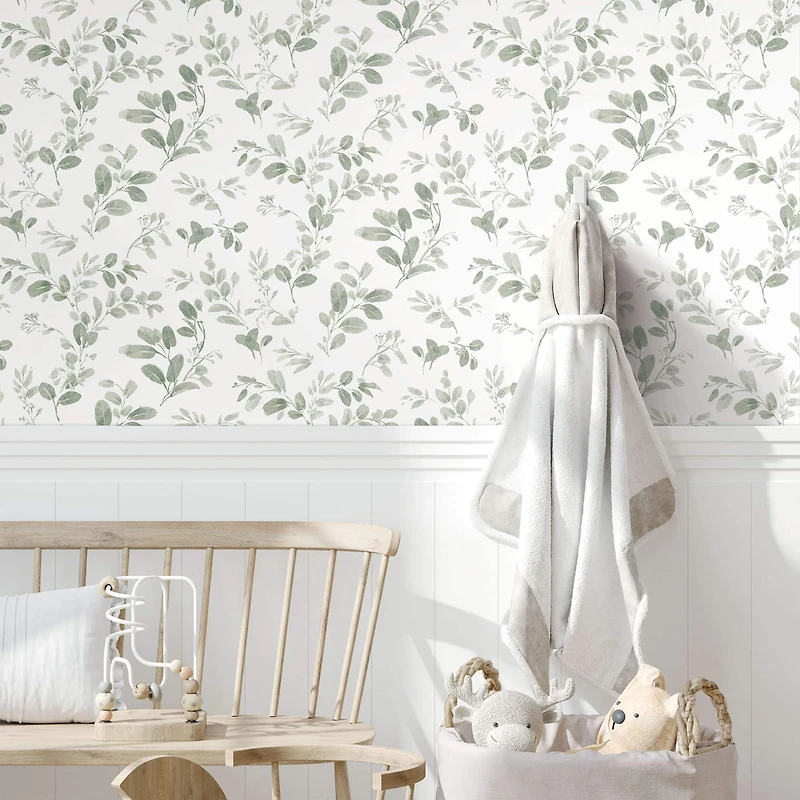 RoomMates Green Dancing Leaves Peel & Stick Wallpaper