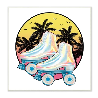 Stupell Industries Retro Tropical Summer Sky Vintage Roller Skating Derby,12" x 12"