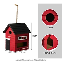 Glitzhome® 10.25" Modern Red Wood Garden Birdhouse
