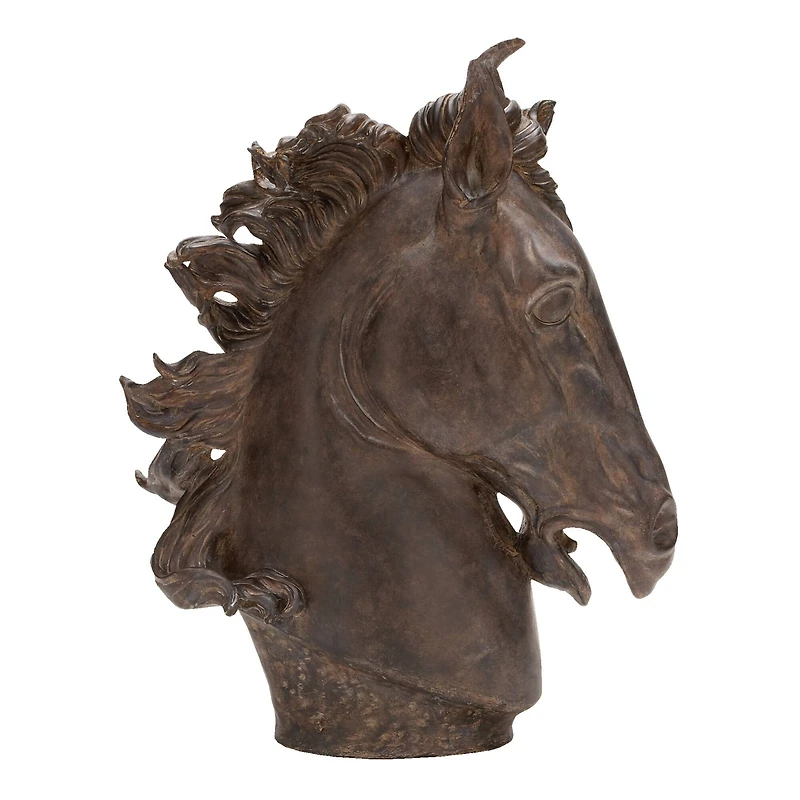 25" Brown Polystone Traditional Horse Sculpture