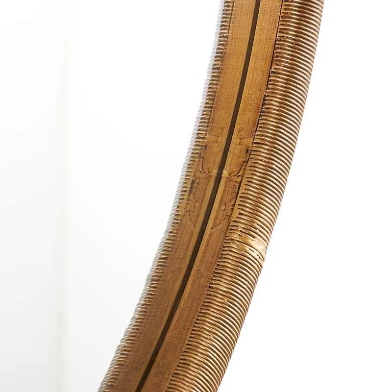 33" Brown Ribbed Wooden Wall Mirror