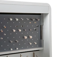 Simplify 61" White Jewelry Armoire Free Standing Cabinet with Full Mirror