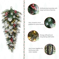 Glitzhome® 3ft. Pre-Lit Pinecones & Berries Artificial Christmas Teardrop Swag