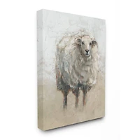 Stupell Industries Fluffy Sheep Farm Animal Beige Tan Painting Canvas Wall Art