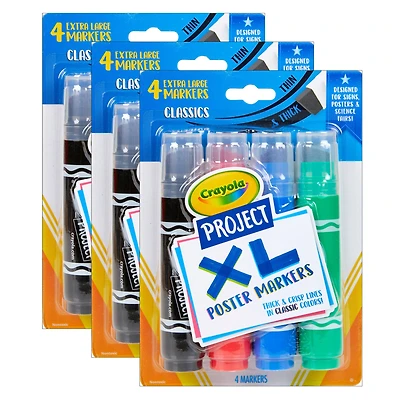 Crayola® Project XL Classic Poster Markers, 3 Packs of 4