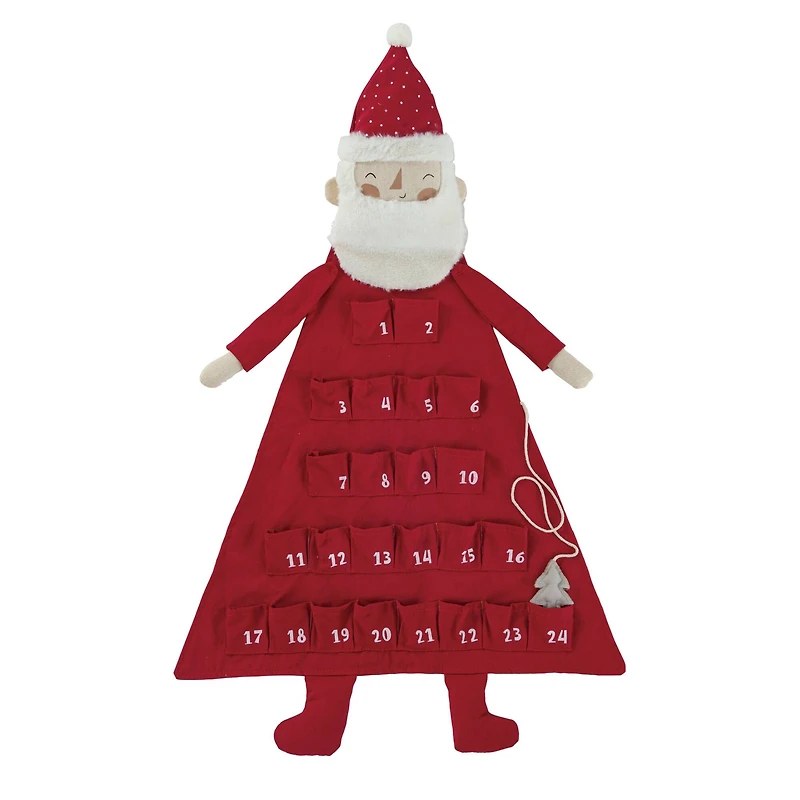 Hello Honey® 35.25" Red & White Jolly Santa Fabric Advent Calendar