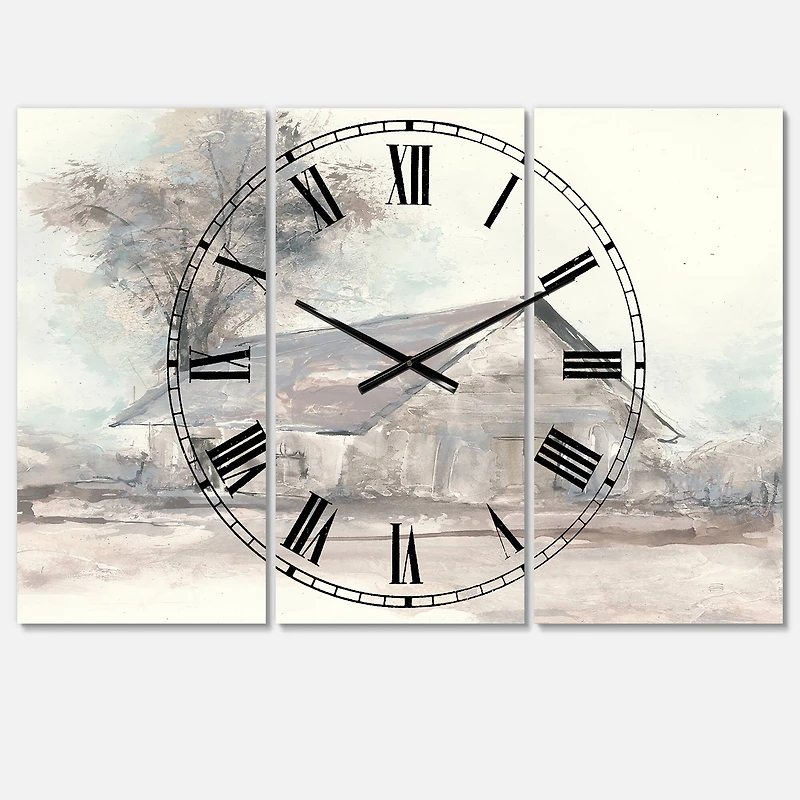 Designart 'Farmhouse Barn Grey Iii Farmhouse Multipanel Wall Clock