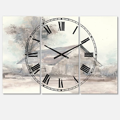 Designart 'Farmhouse Barn Grey Iii Farmhouse Multipanel Wall Clock