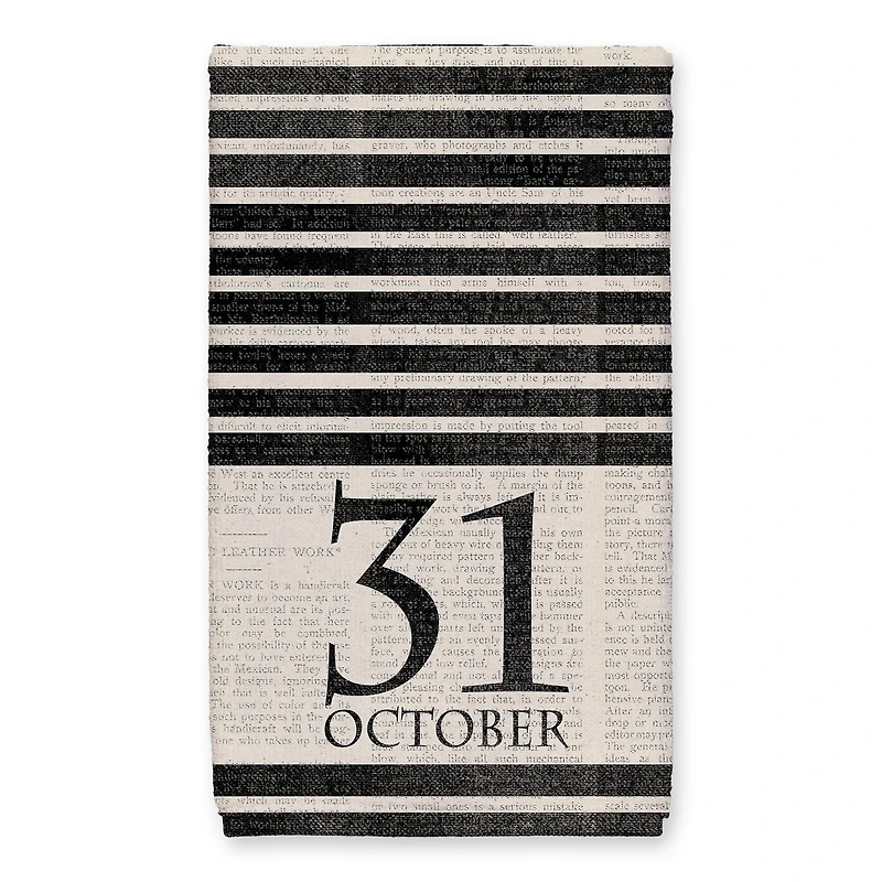 Halloween Date Newspaper Distressed Tea Towel Set