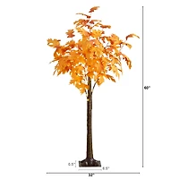 5ft. Pre-Lit Autumn Maple Artificial Fall Tree with 240 Warm White LED Lights