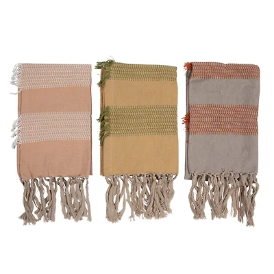 Hello Honey® Striped Cotton Tea Towels with Fringe Set